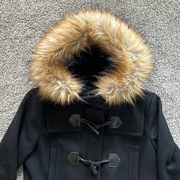 Marc New York, Andrew Marc, black pea coat with fur hood size 2 - Picture 2 of 8